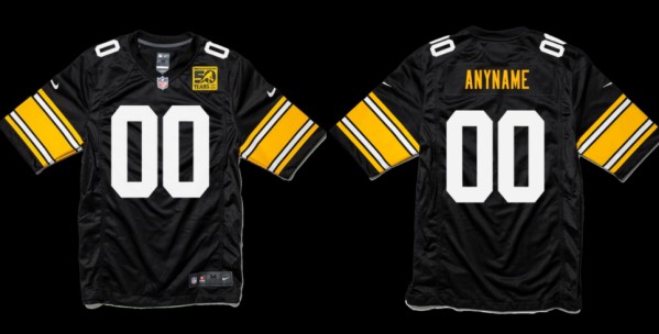 Men's Pittsburgh Steelers Customized Black With 50 Years Patch Throwback Stitched Jersey